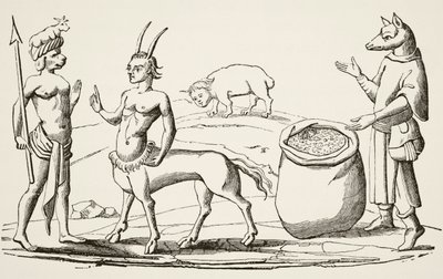 The Man-Dog, the Man-Wolf, the Man-Bull and the Man-Pig, After Miniature in the 14th Century 